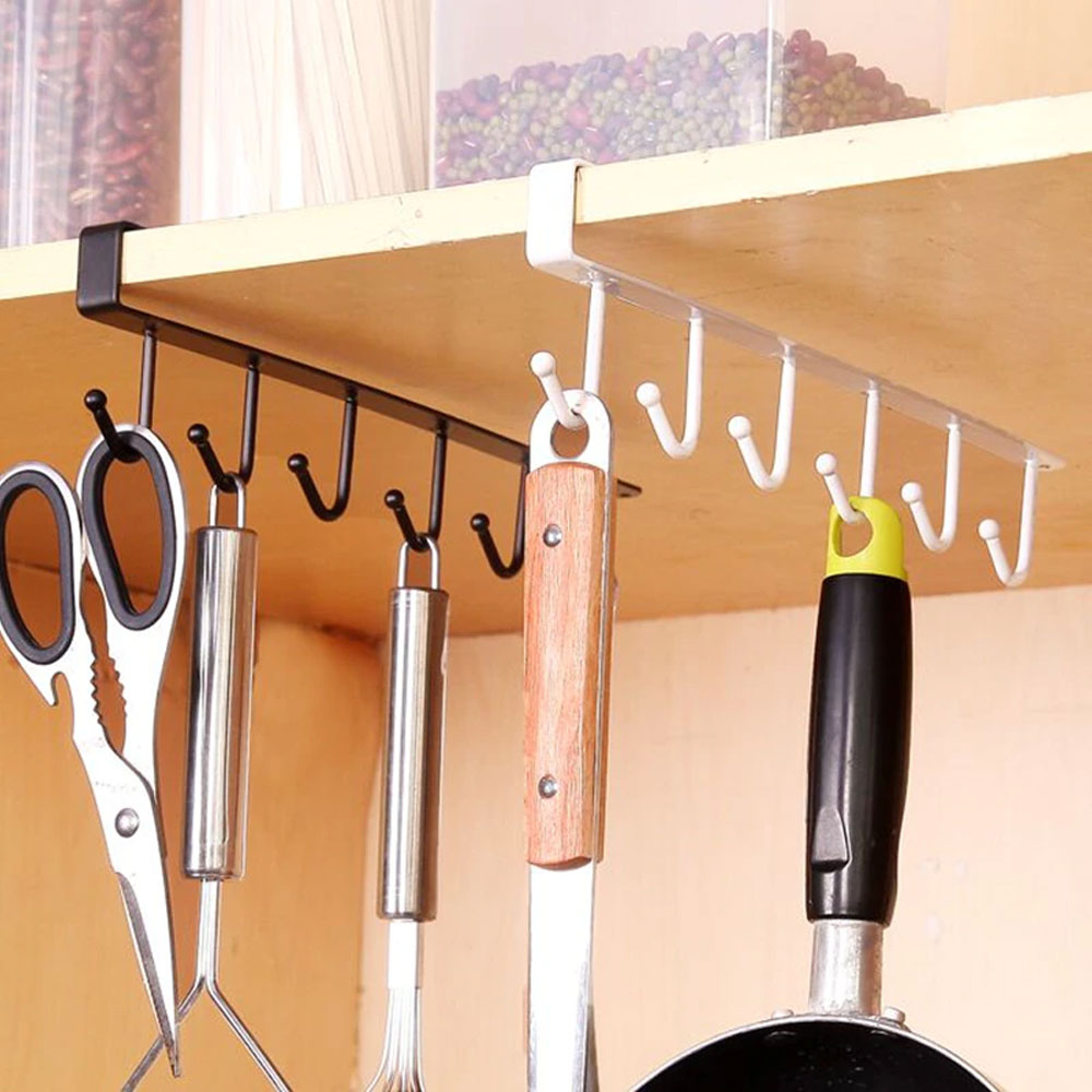 Cup Holder Hang Kitchen Cabinet Under Shelf Storage Hooks Clothes